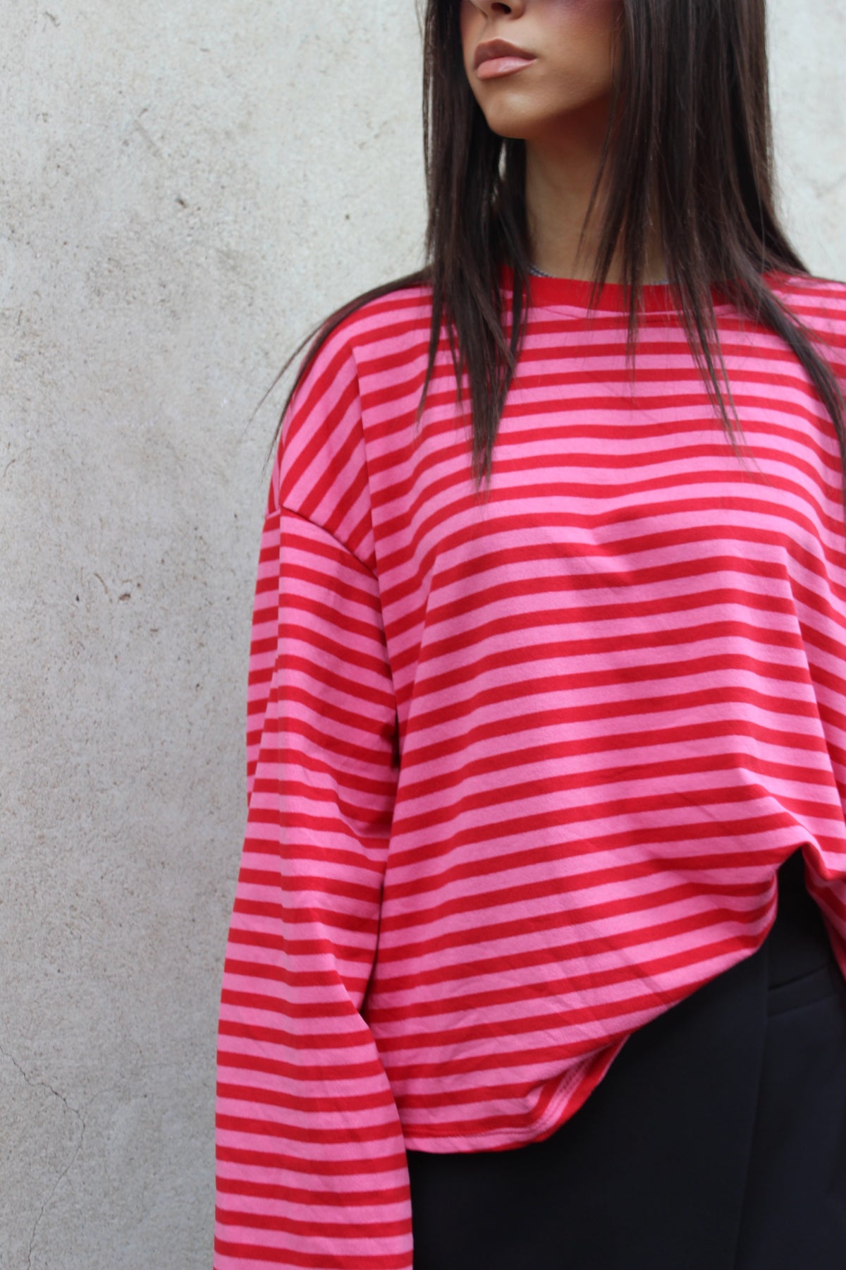 Maglia striped rosa