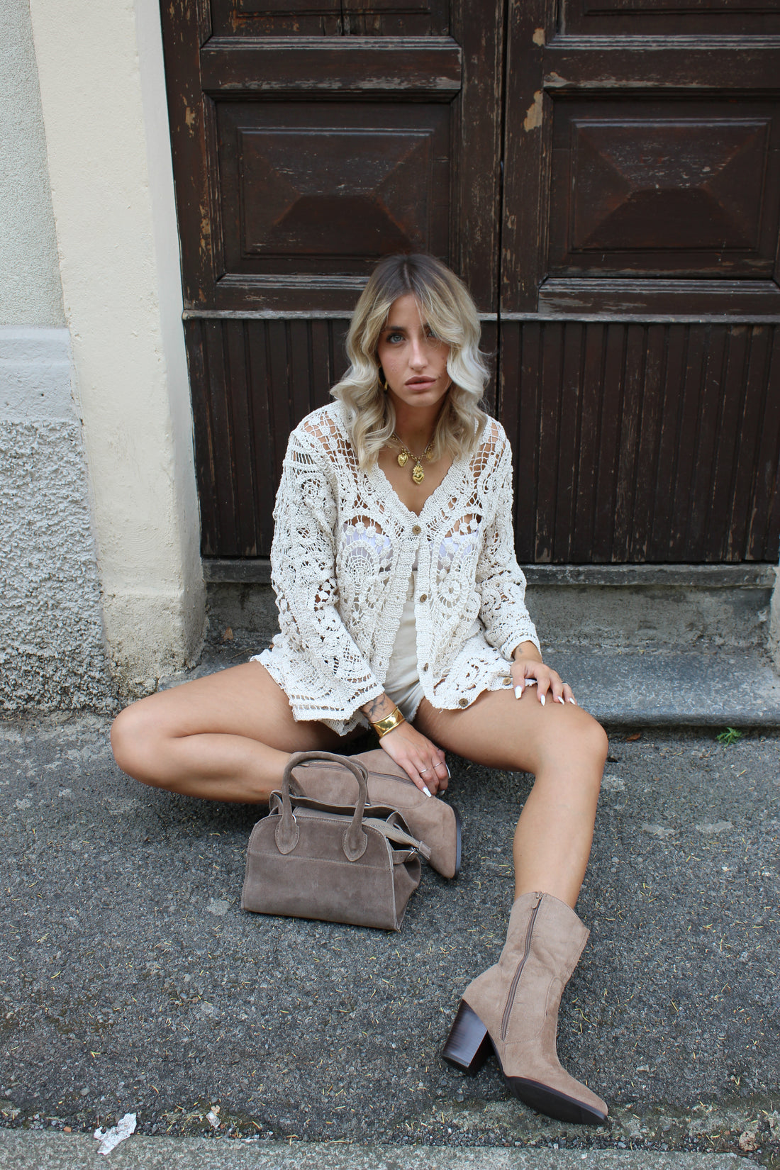 Abito Crochet Beige