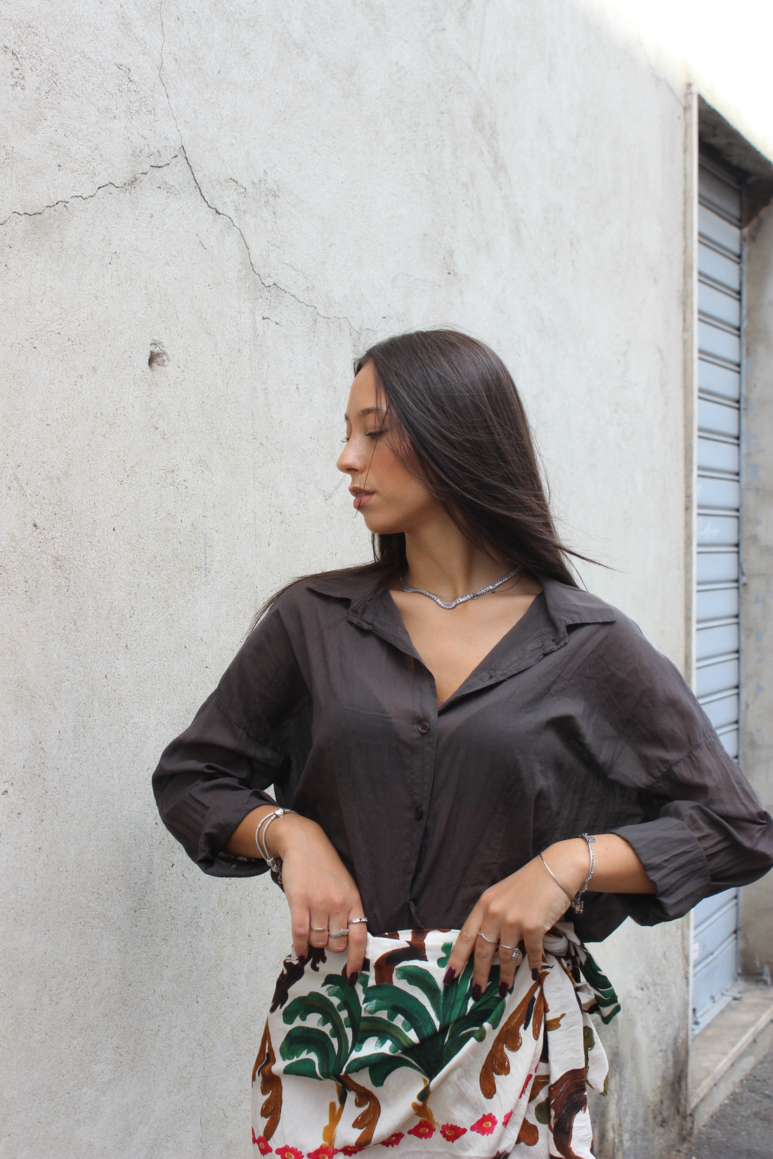 Camicia 100% cotone cioccolato