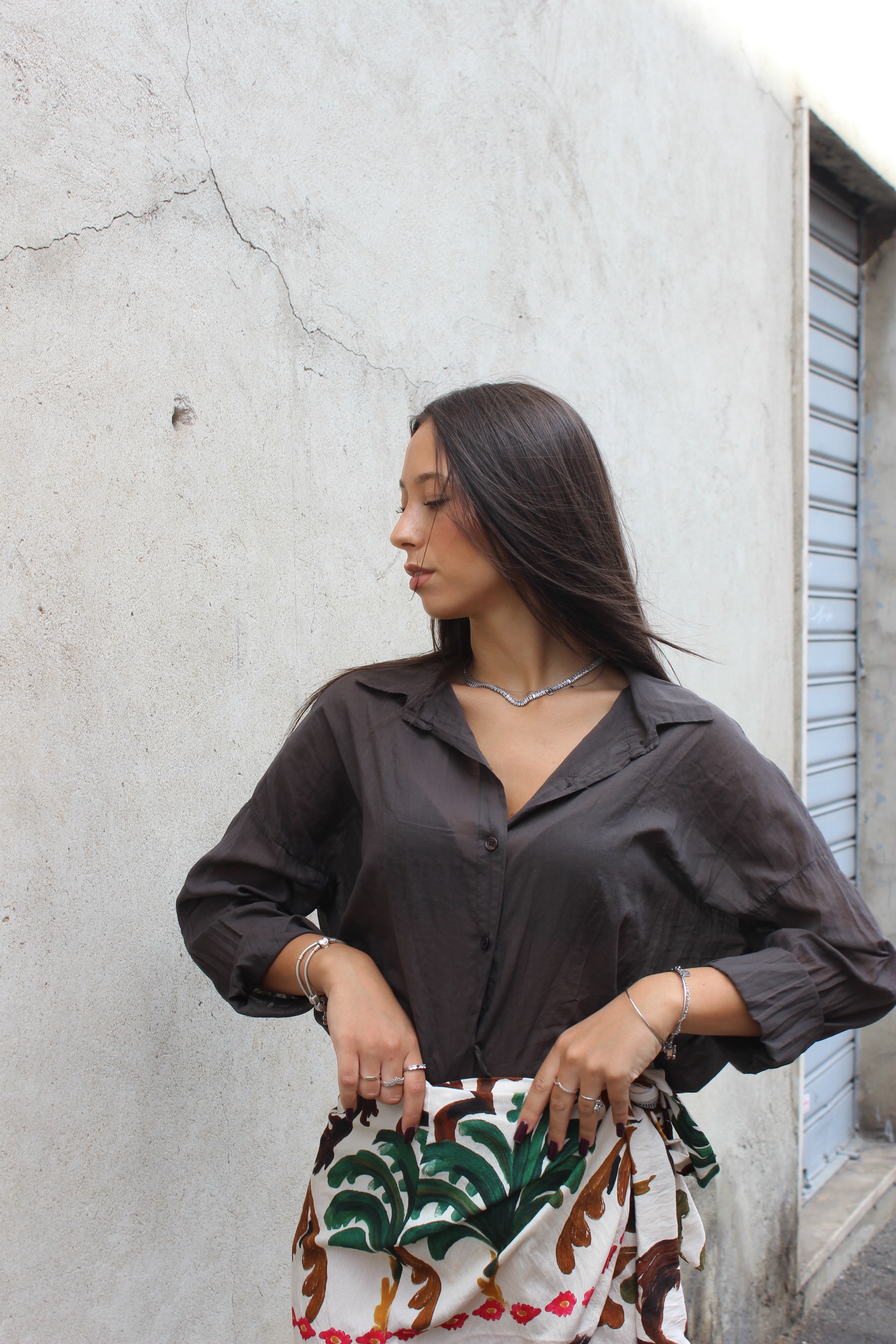 Camicia 100% cotone cioccolato