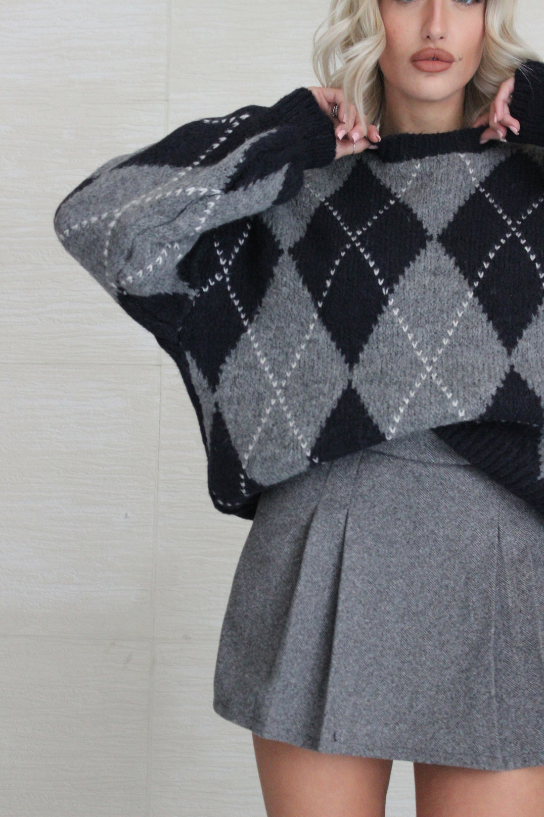 Pull rombi grey &amp; blue