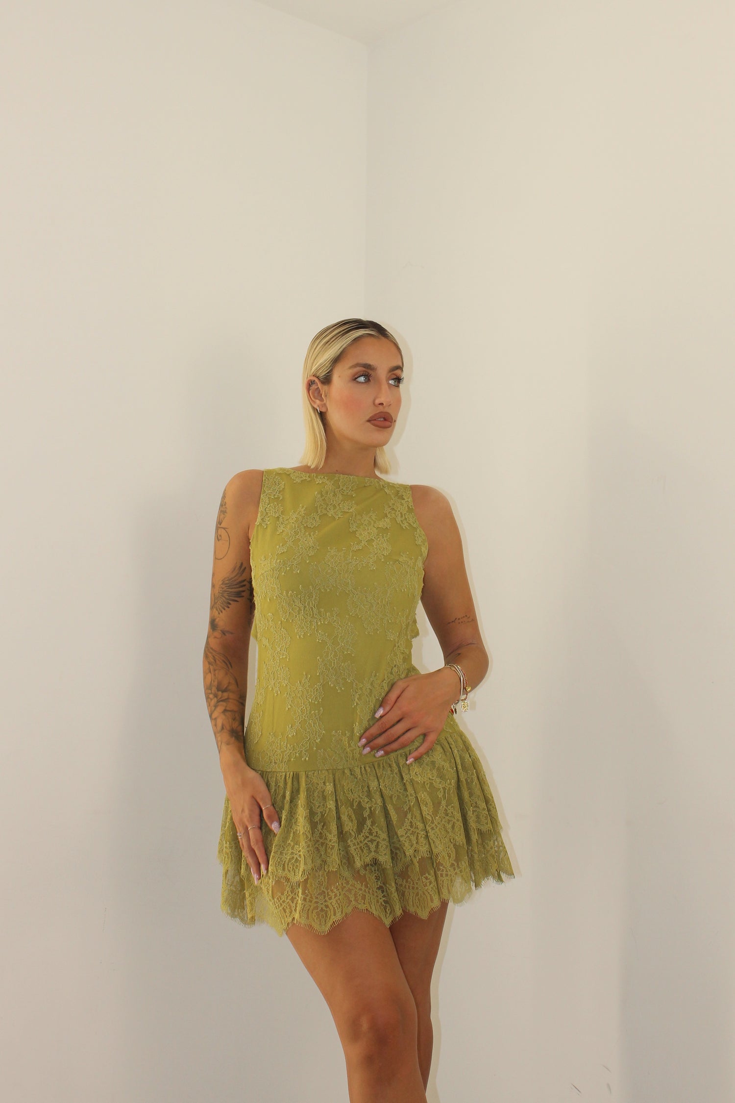 Playsuit pizzo pistacchio