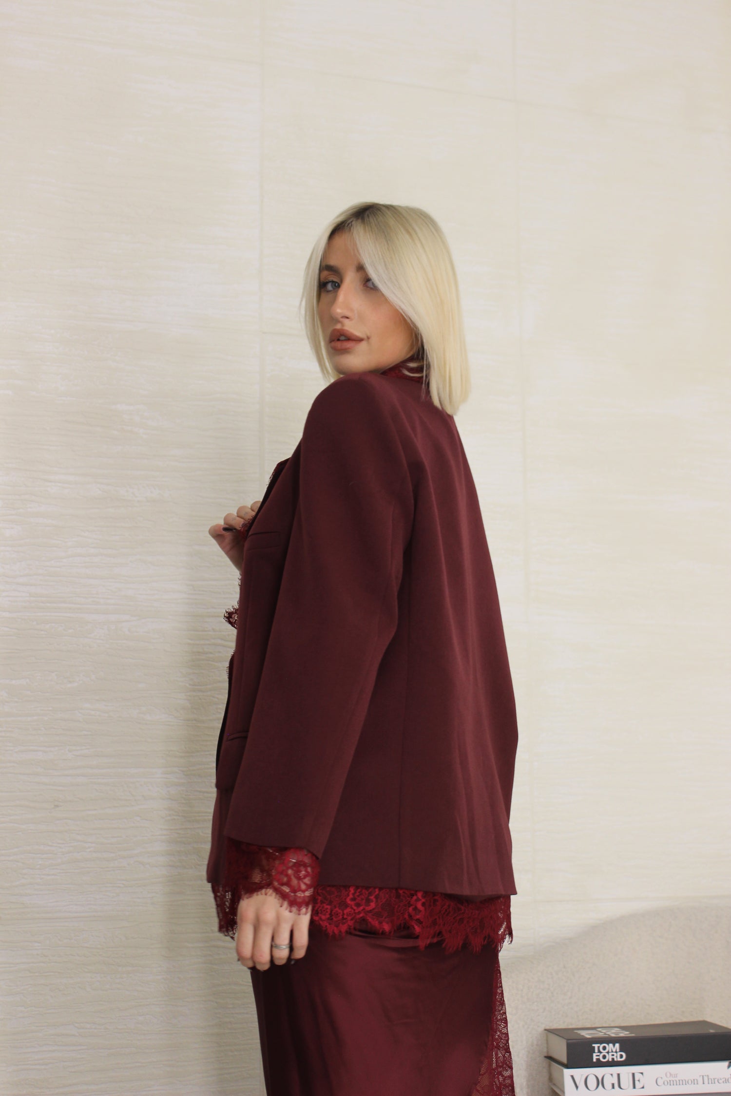 Blazer Lumina con pizzo Bordeaux