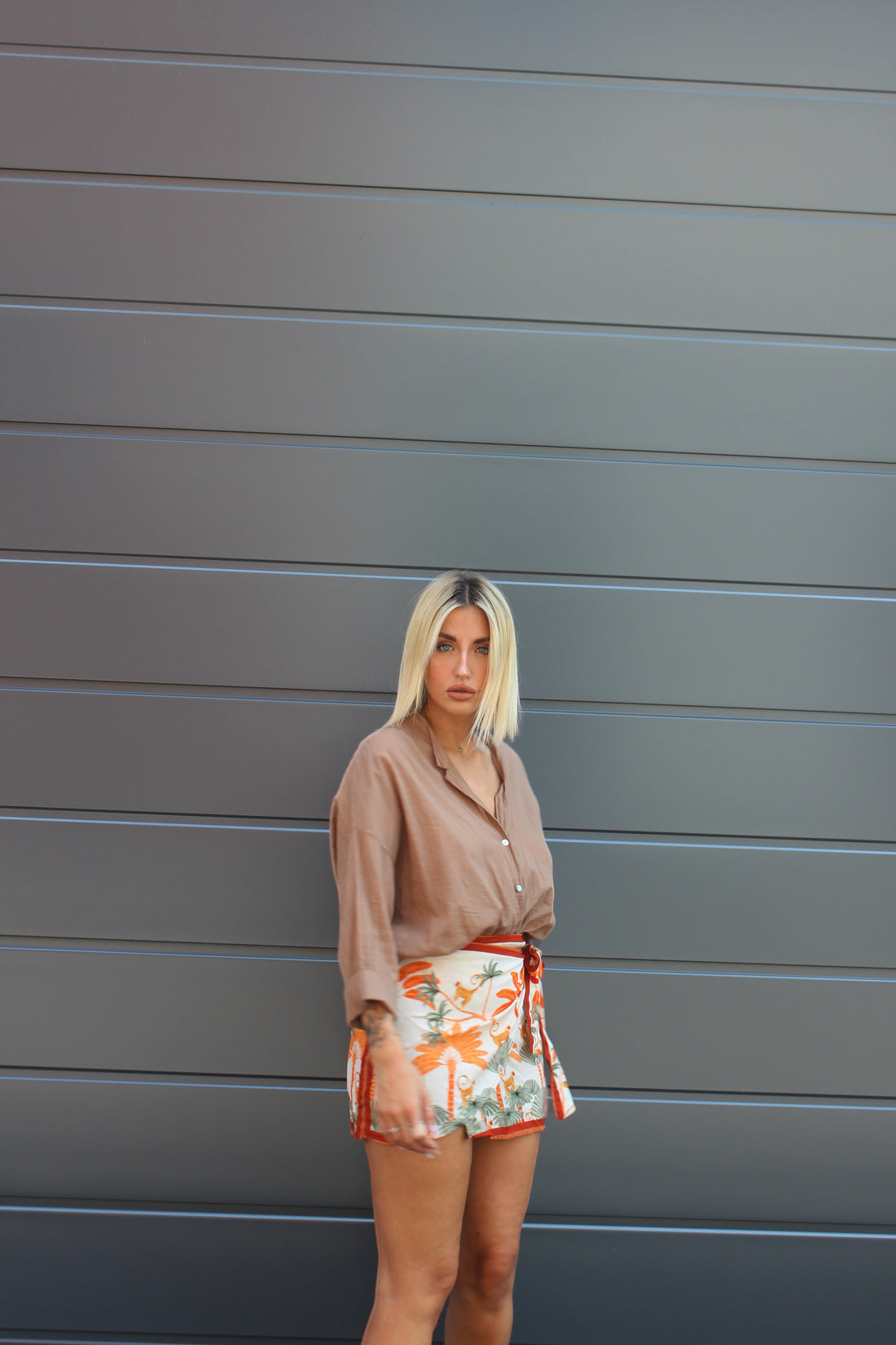 Camicia 100% cotone camel