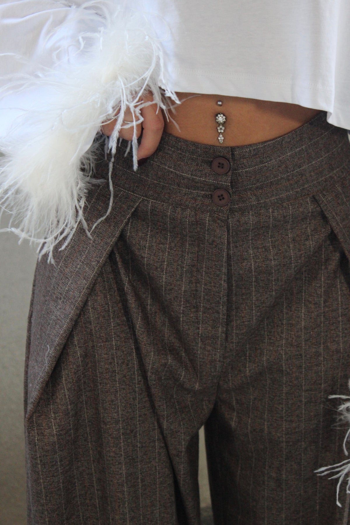 Pantalone tailored barrel cioccolato