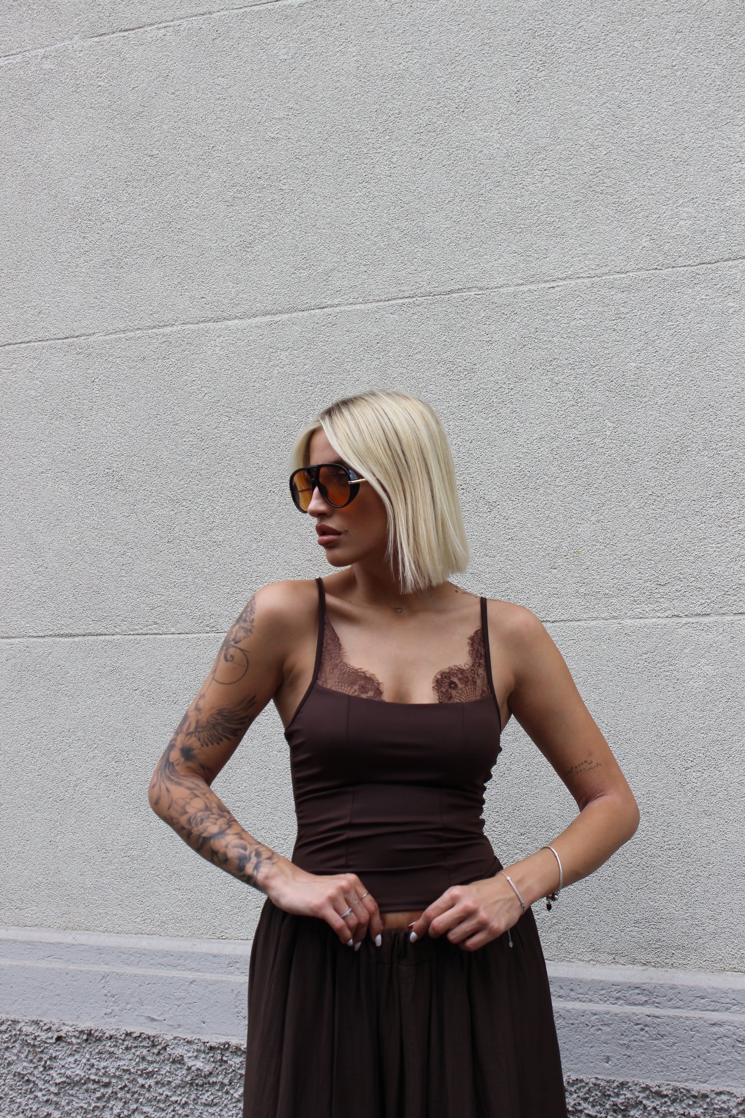 Tank tops pizzo cioccolato