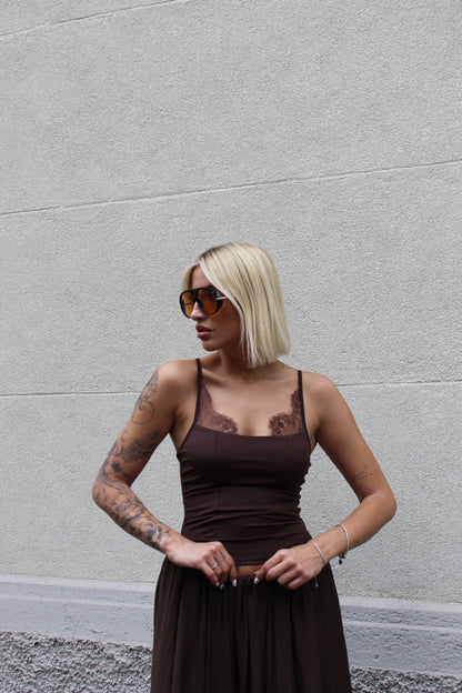 Tank tops pizzo cioccolato