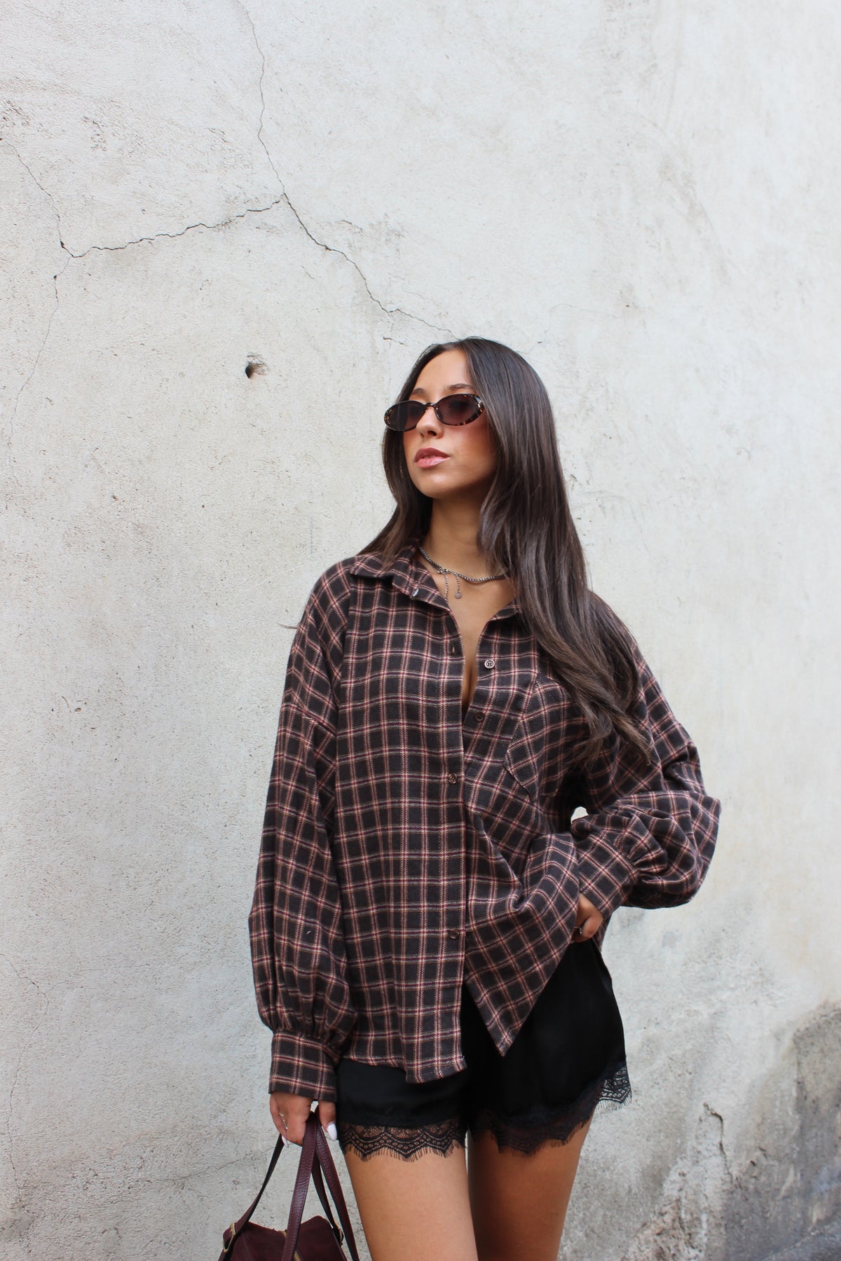 Camicia scozzese caffè