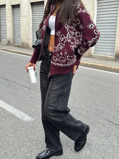 Cardigan Paisley burgundy