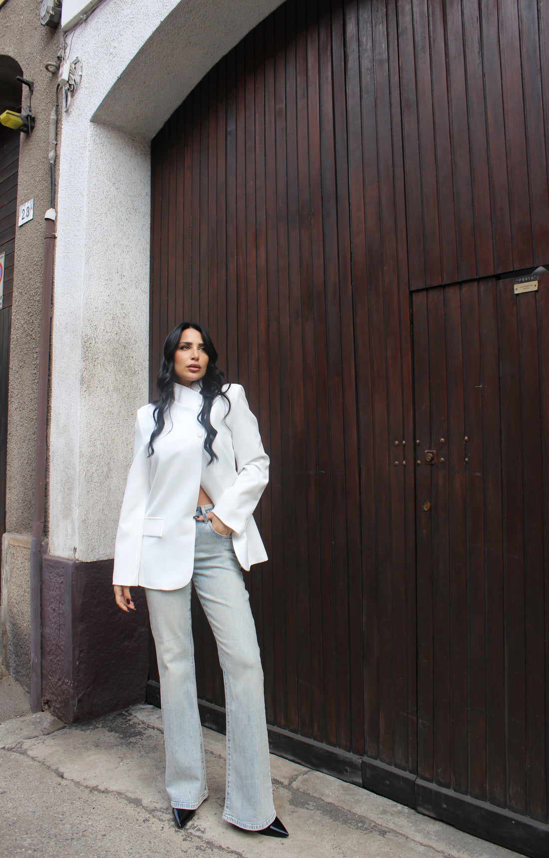 Blazer con chiusura laterale Bianco
