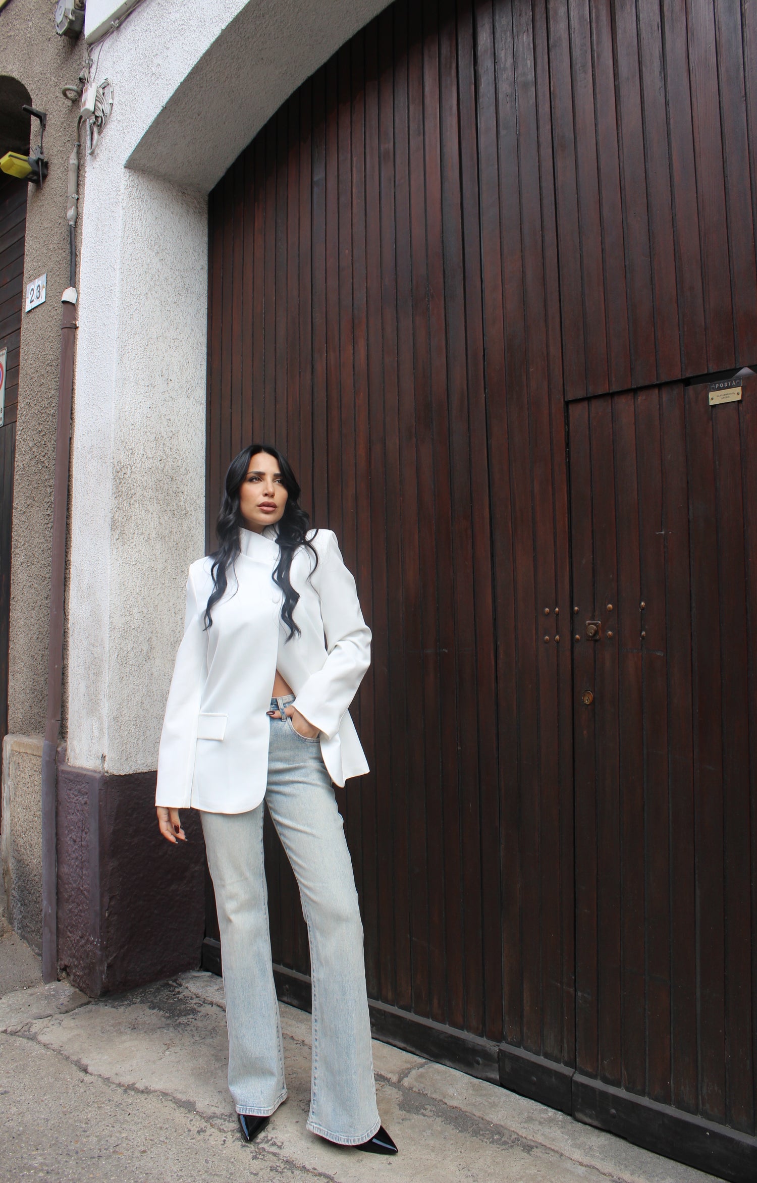 Blazer con chiusura laterale Bianco
