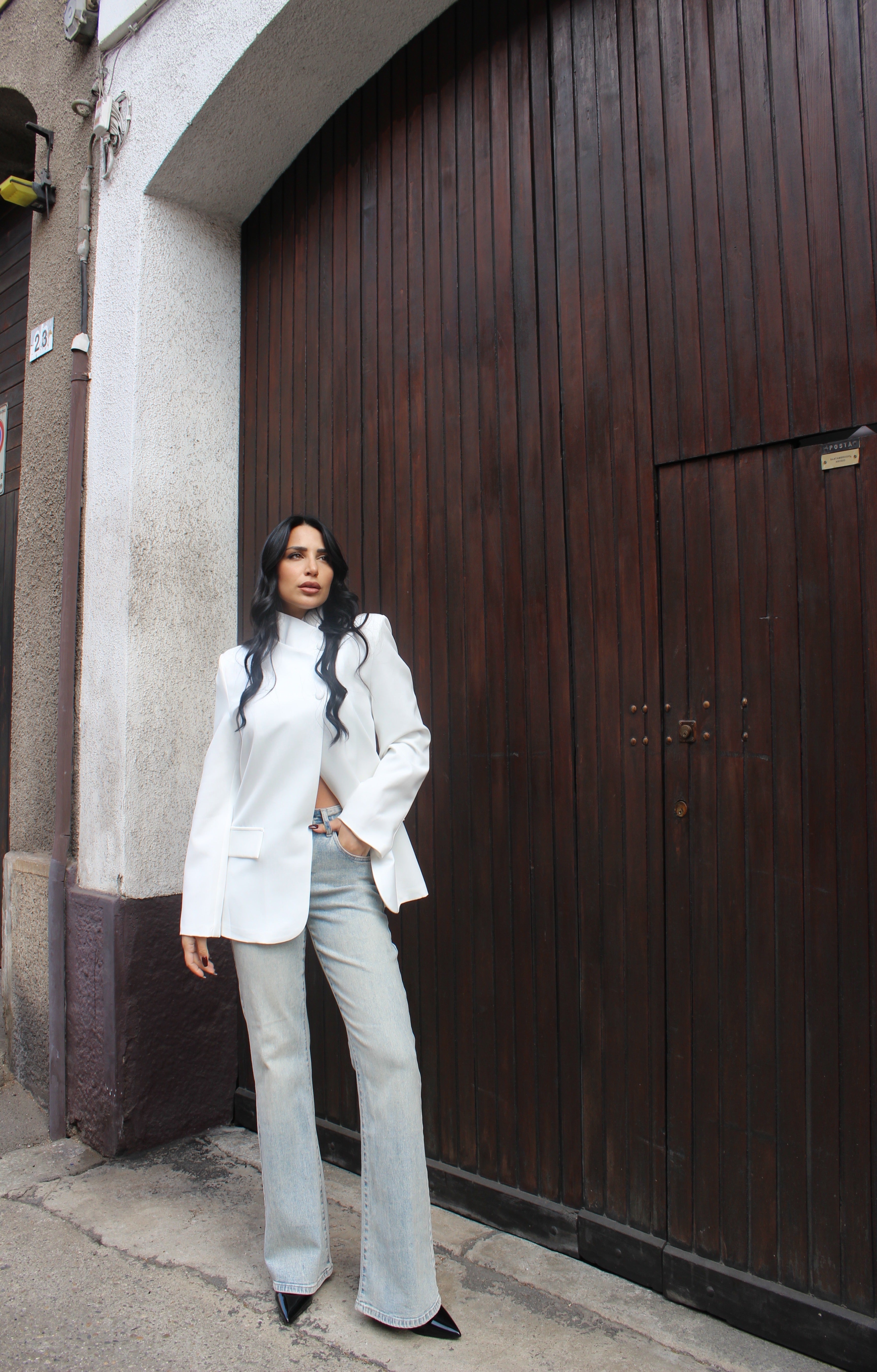 Blazer con chiusura laterale Bianco