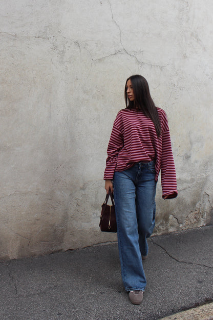 Maglia striped bordeaux