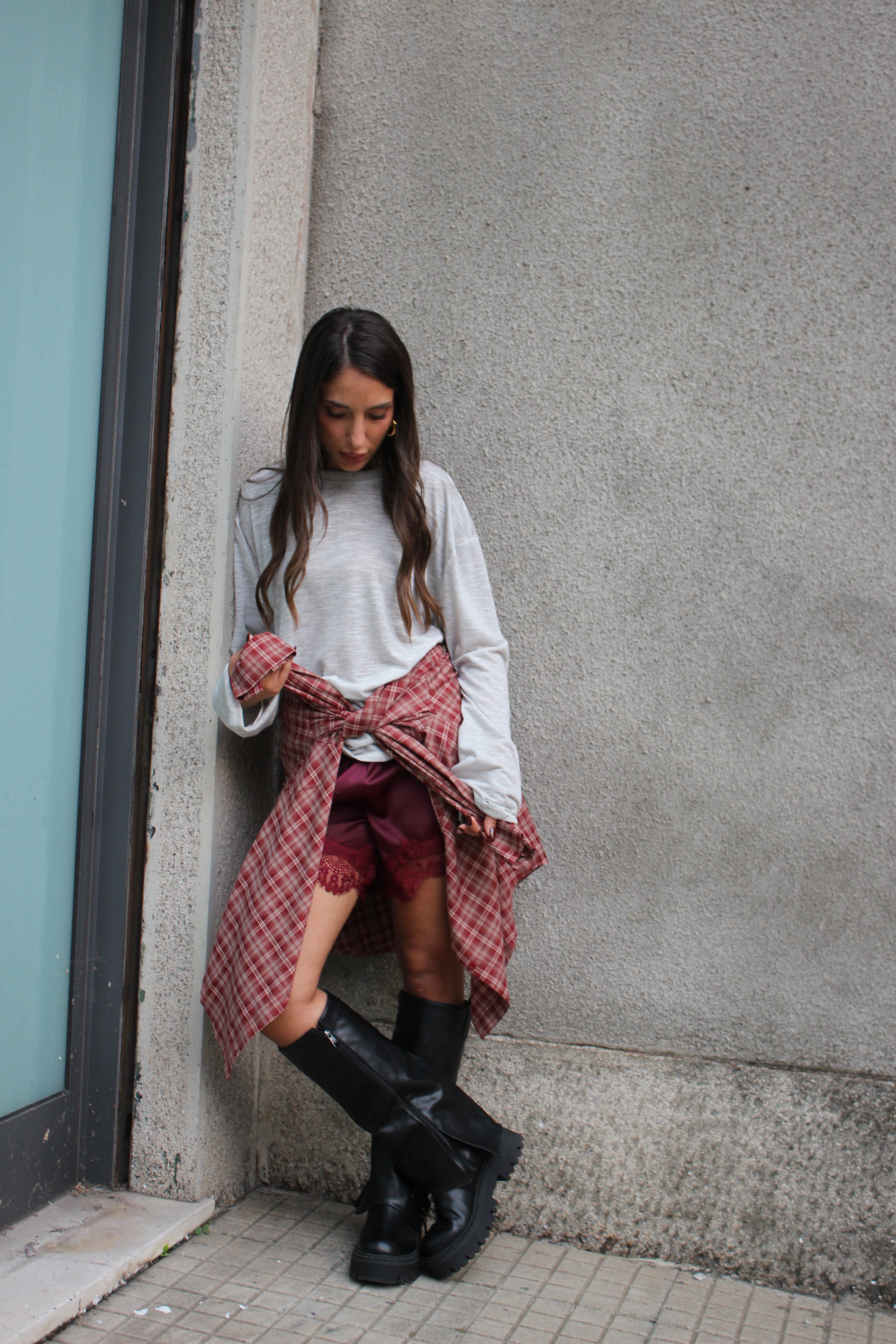 Camicia Check bordeaux