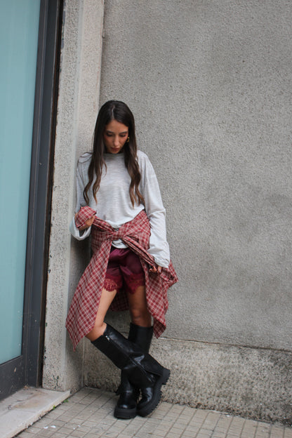Camicia Check bordeaux