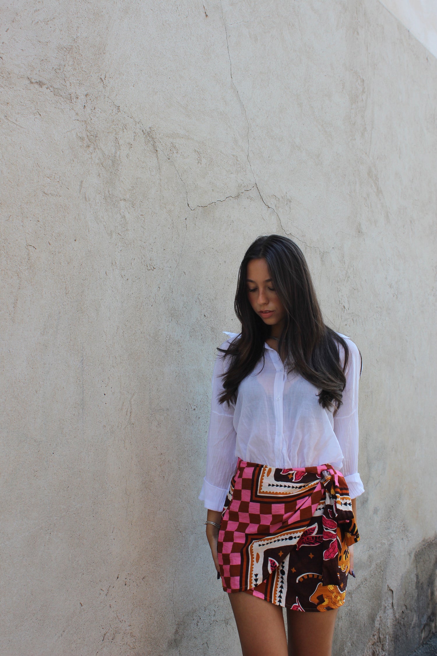 Gonna Pareo damier rosa