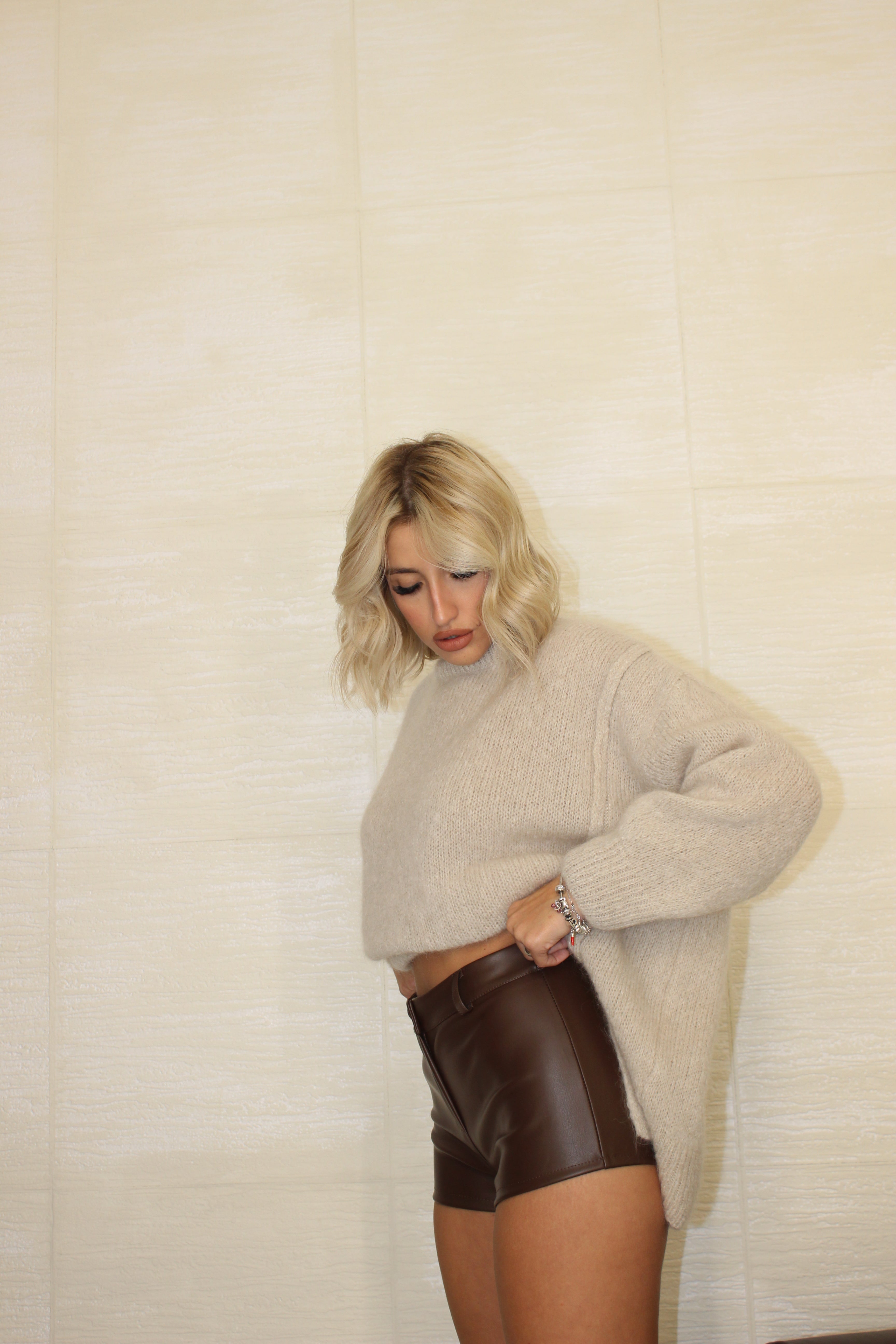 Hot pants In ecopelle Cioccolato