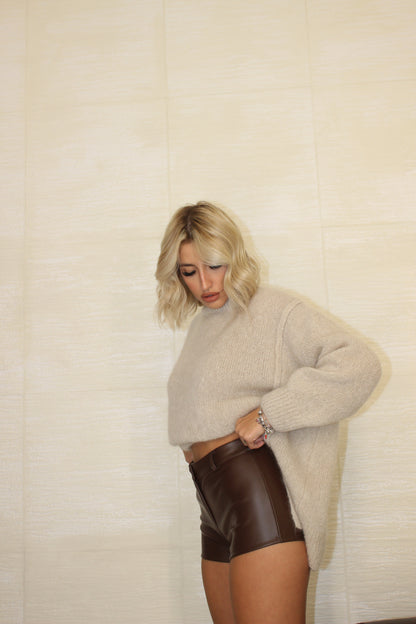 Hot pants In ecopelle Cioccolato
