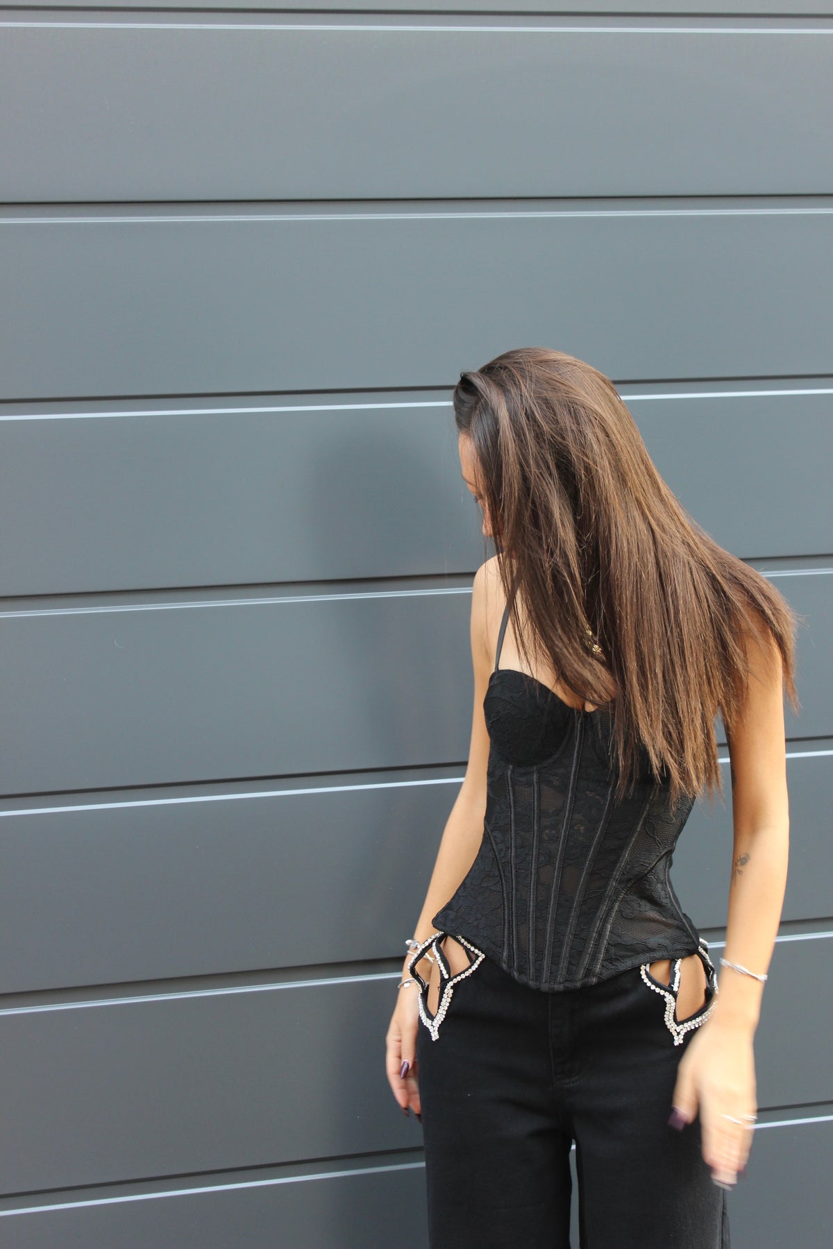 Bustier pizzo nero