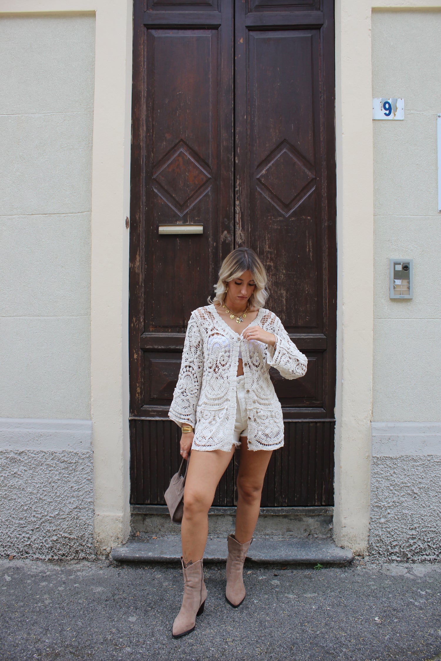 Abito Crochet Beige