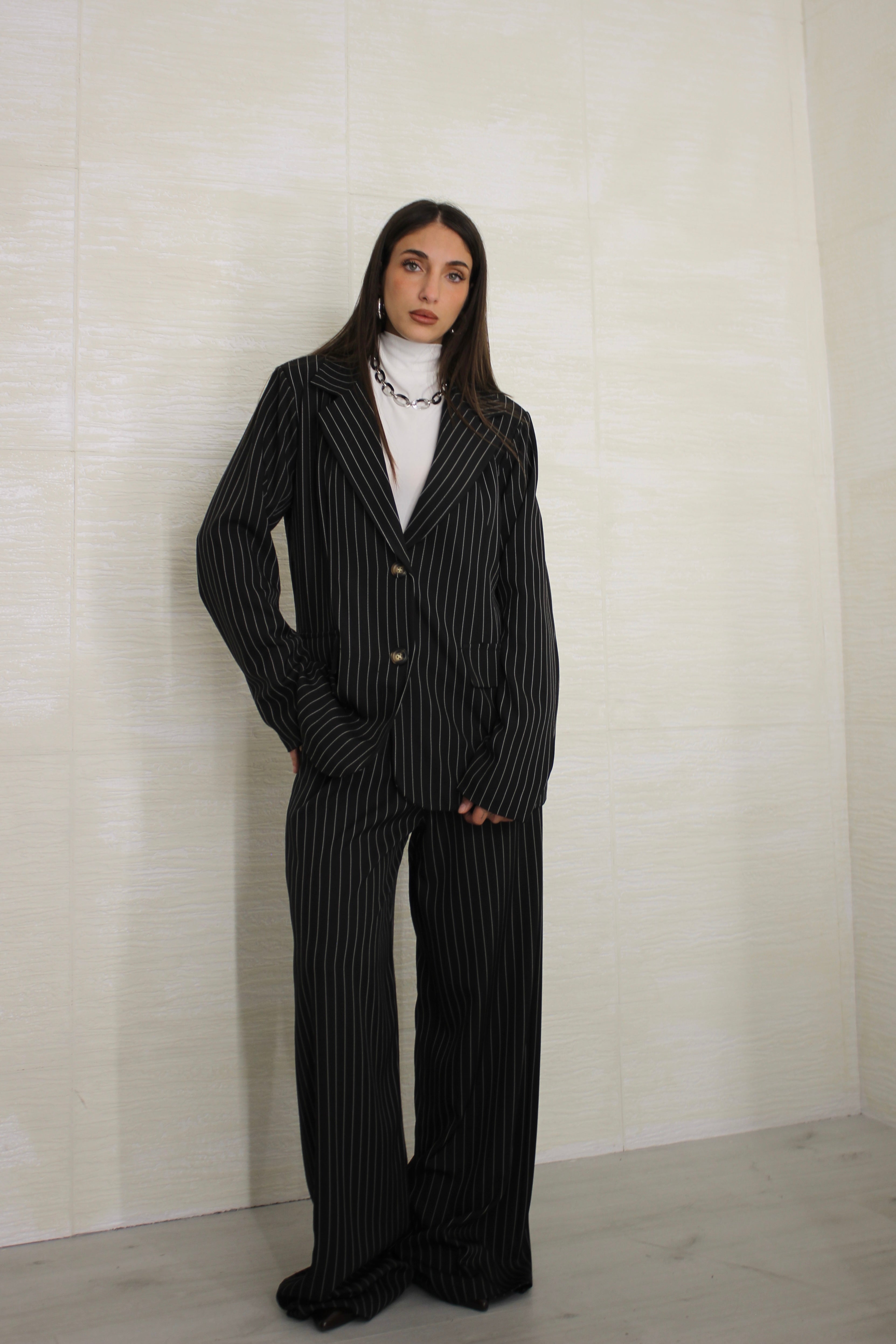 Coordinato Gessato nero