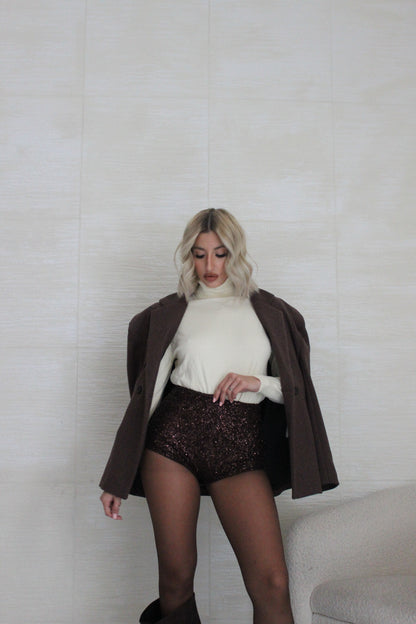 Shorts paillettes cioccolato