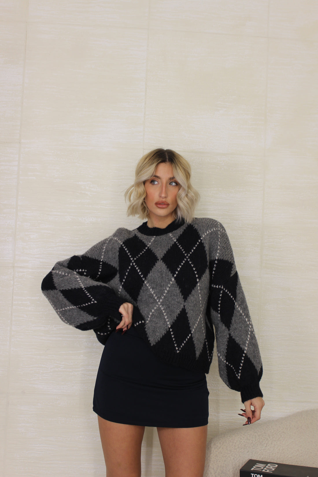 Pull rombi Grigio/Blu