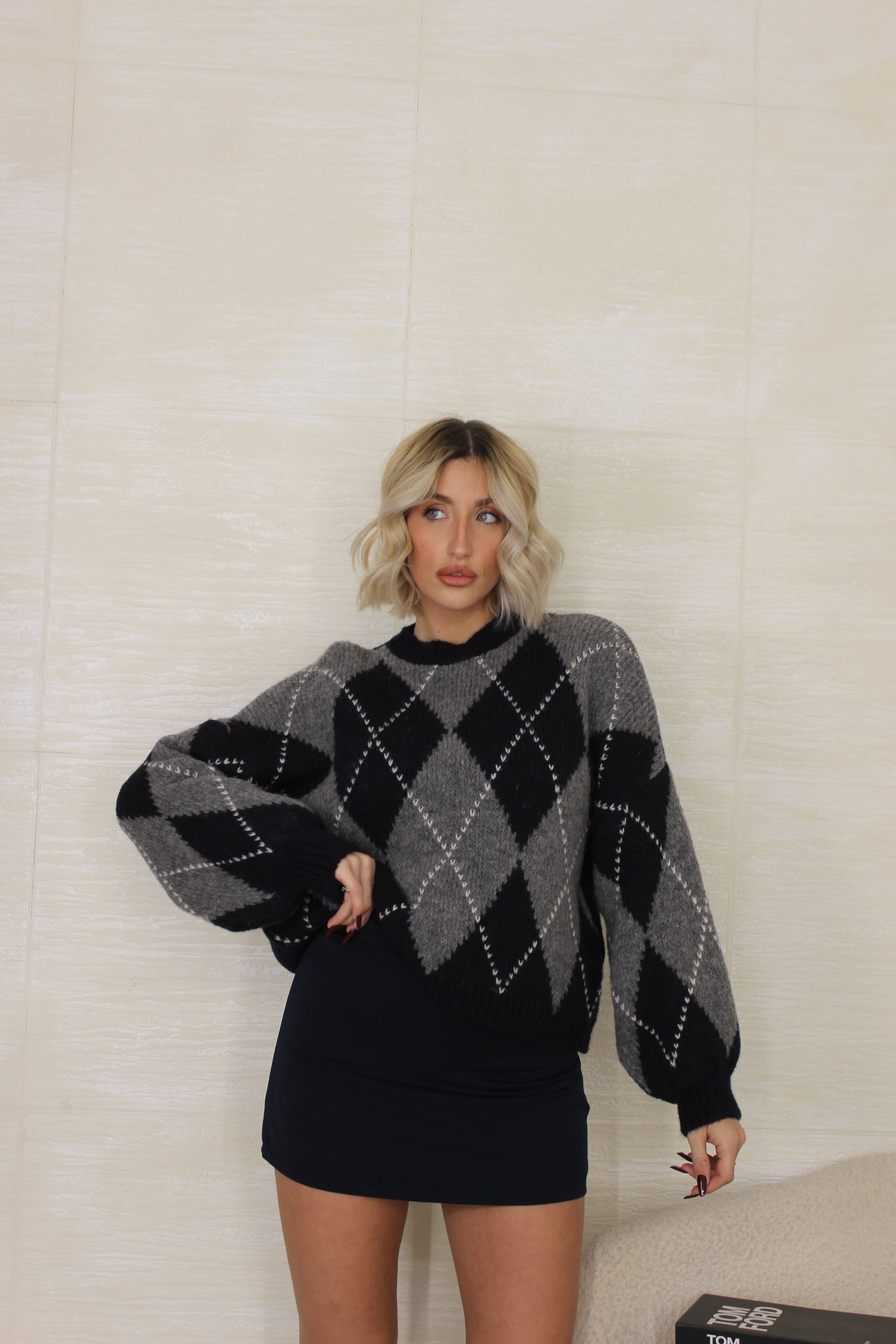 Pull rombi Grigio/Blu