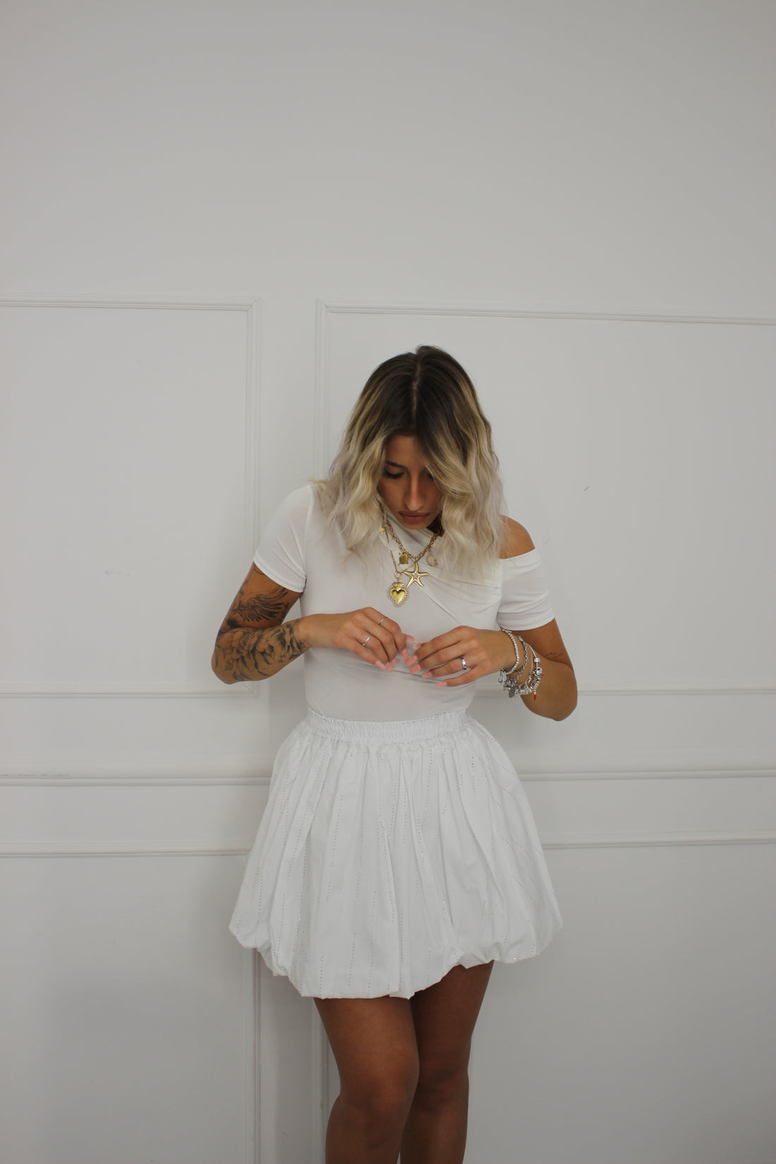Gonna Balloon Strass Bianco