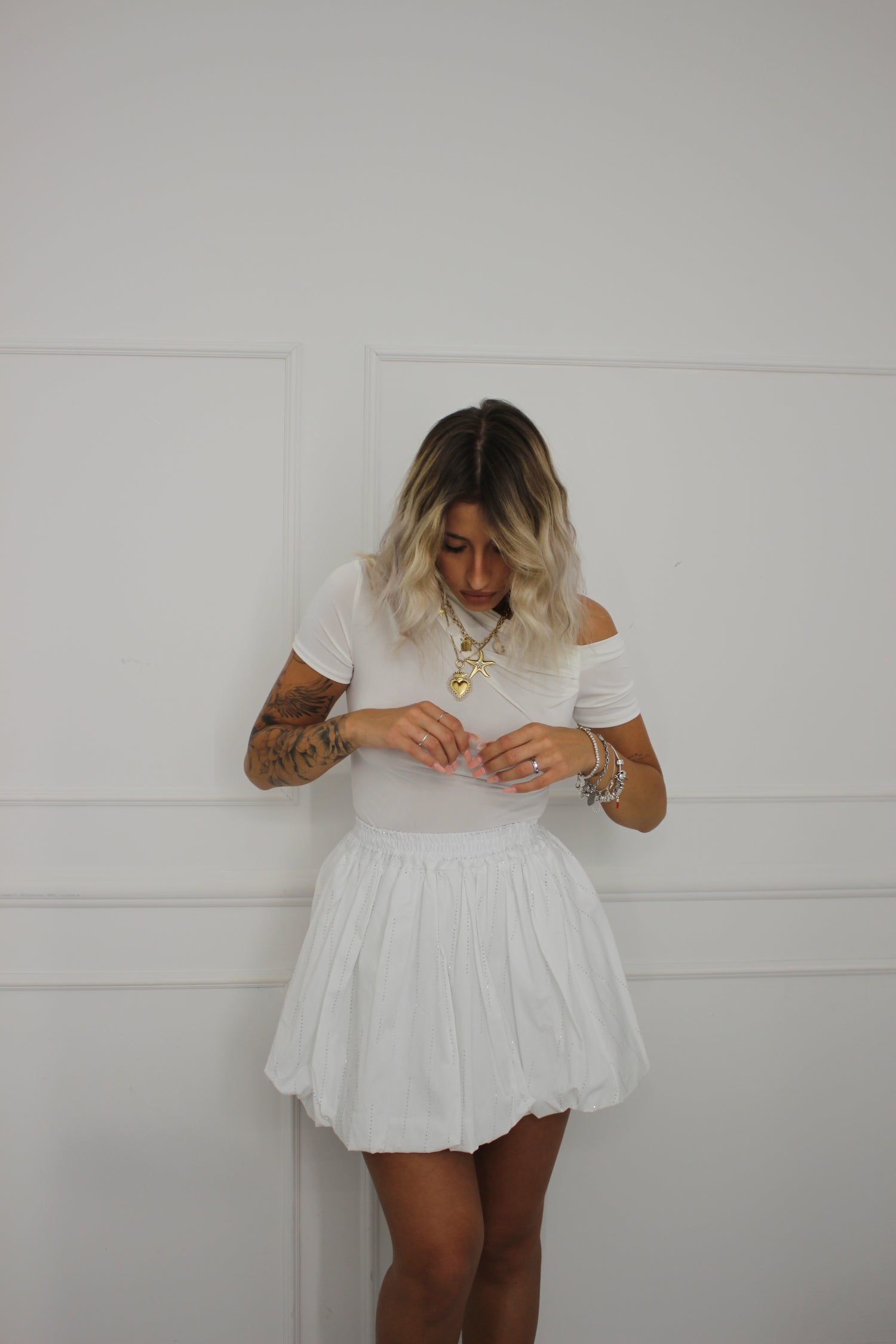 Gonna Balloon Strass Bianco