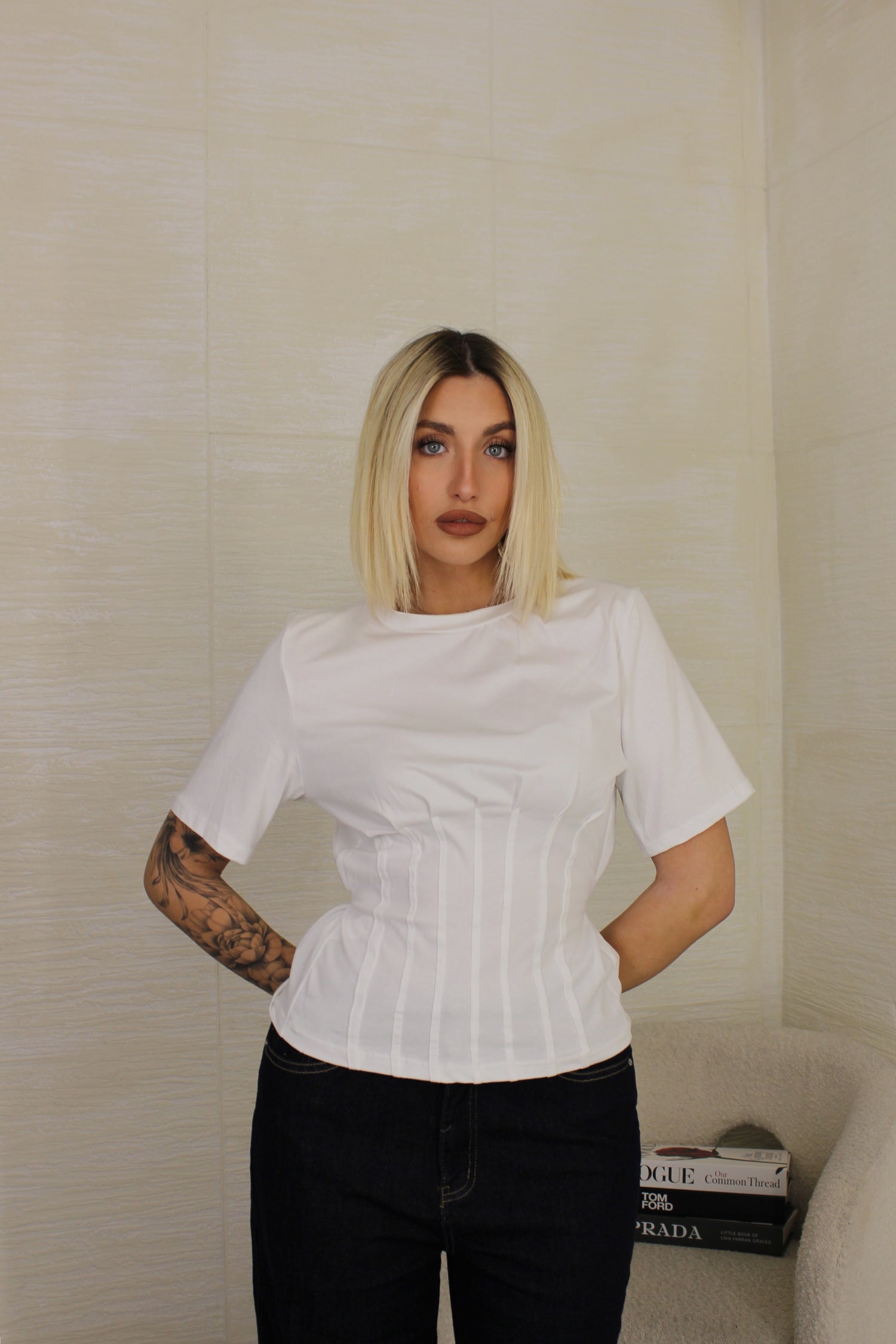 Maglia effetto corsetto Bianca