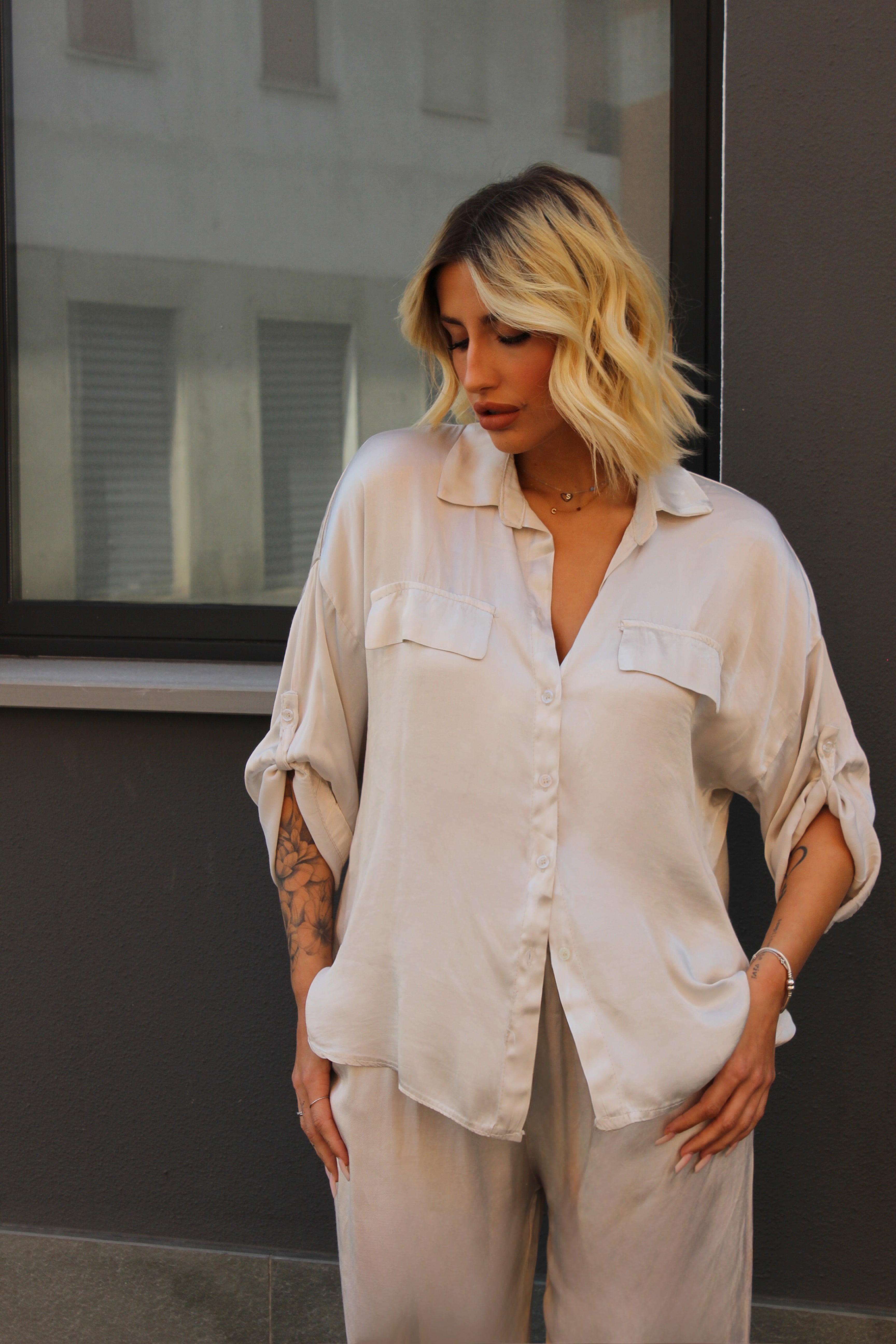 Coordinato con Blusa Crema