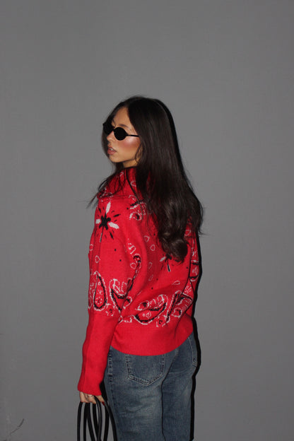 Cardigan Paisley rosso