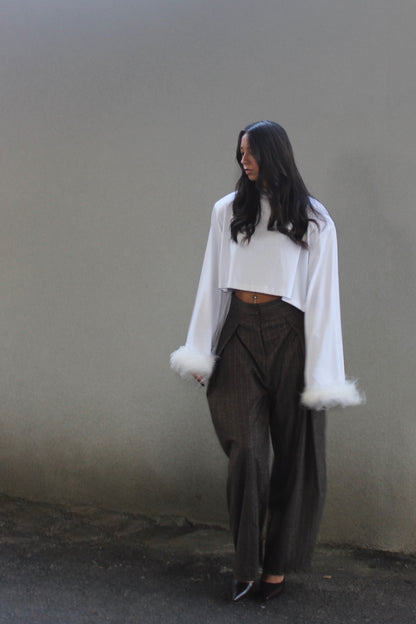 Pantalone tailored barrel cioccolato