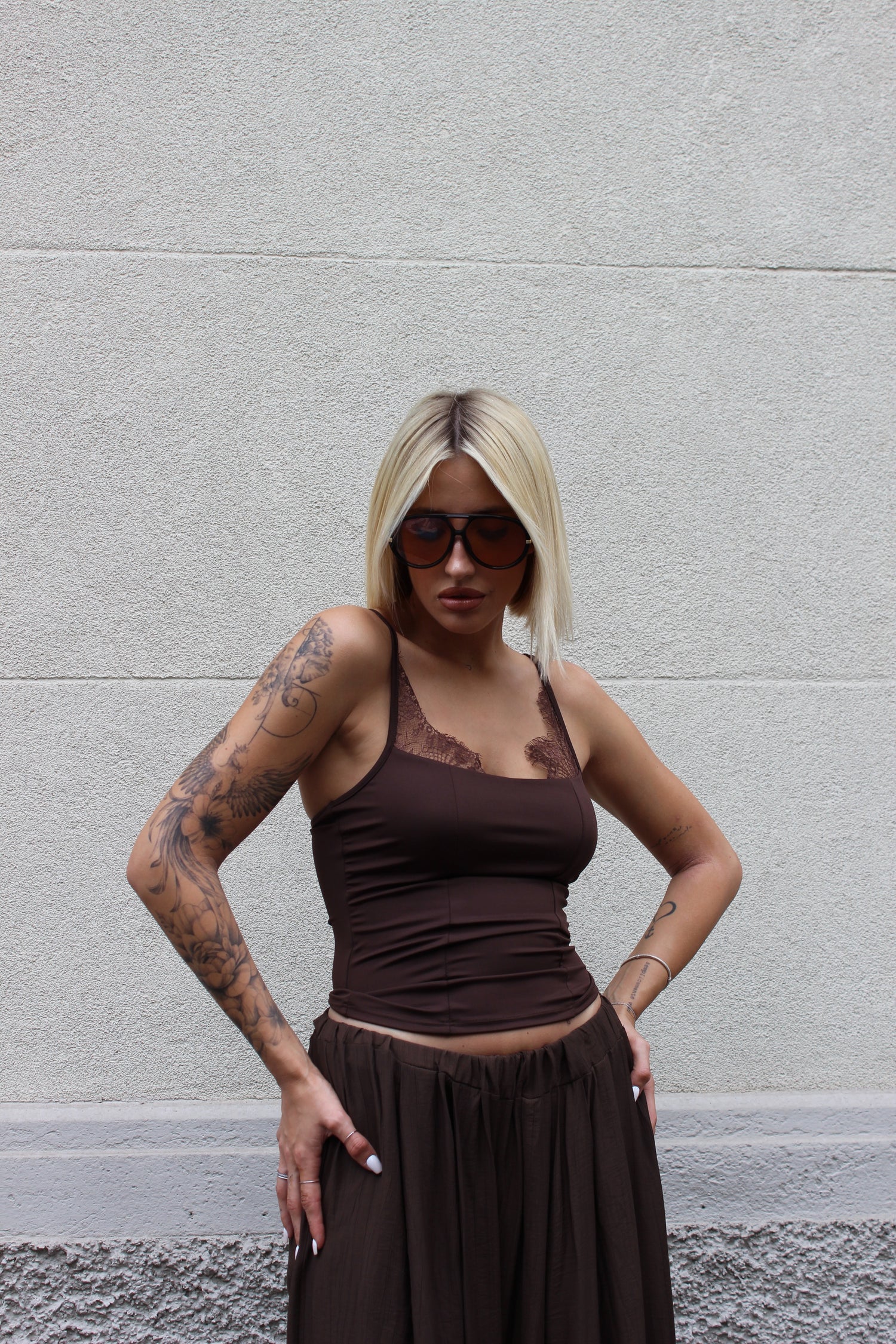 Tank tops pizzo cioccolato