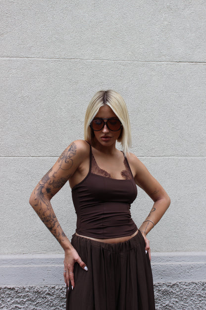 Tank tops pizzo cioccolato
