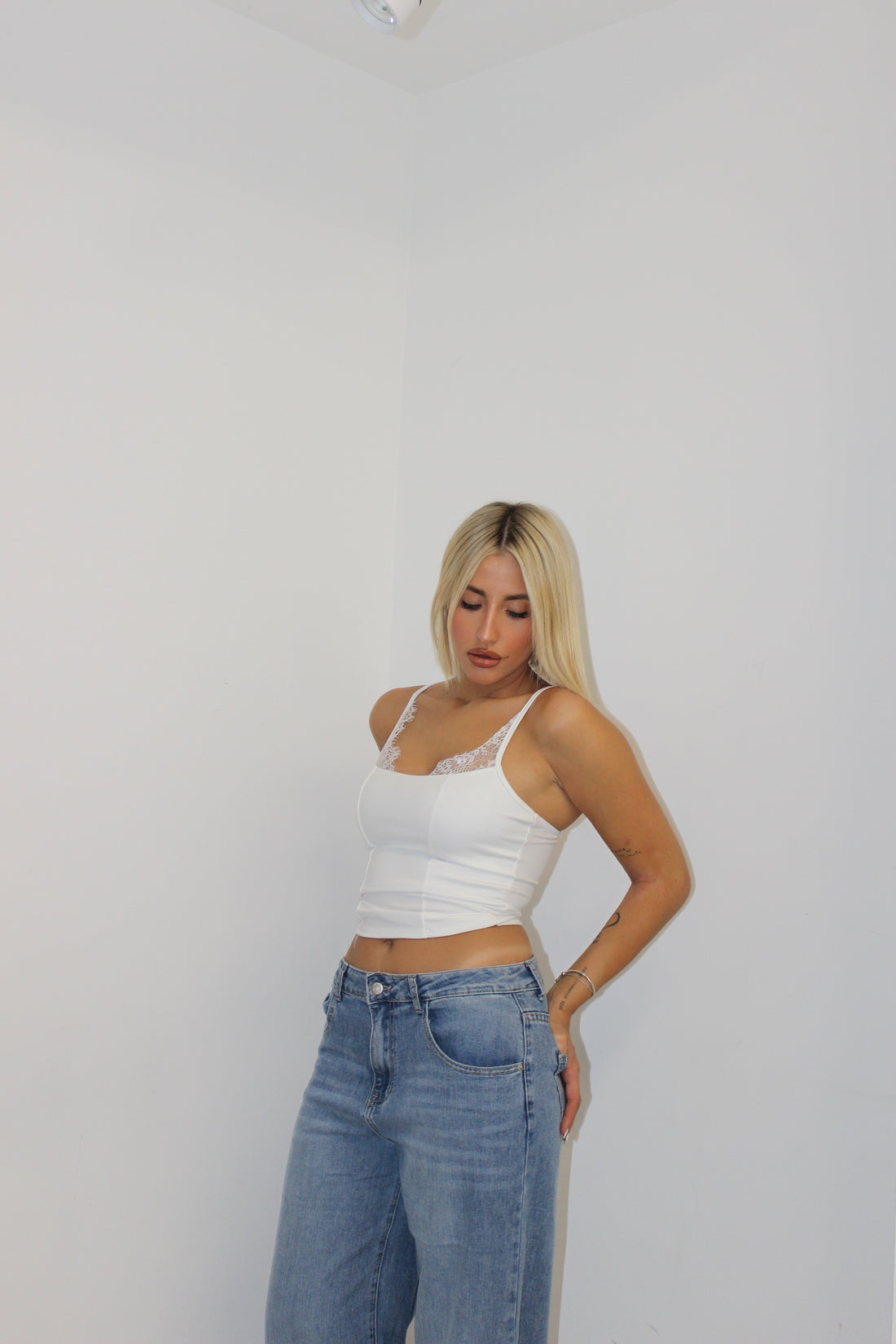 Tank tops pizzo bianco