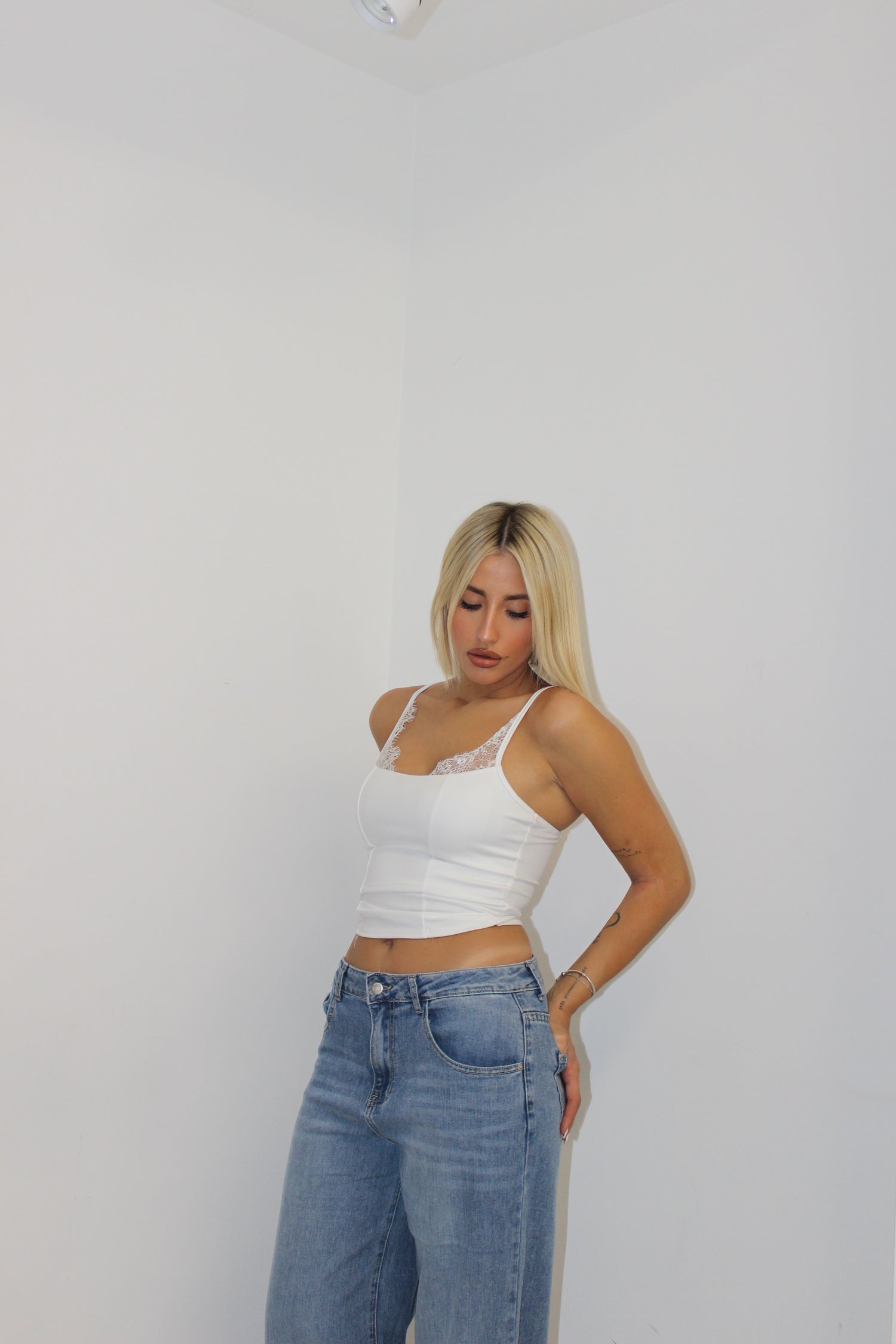 Tank tops pizzo bianco