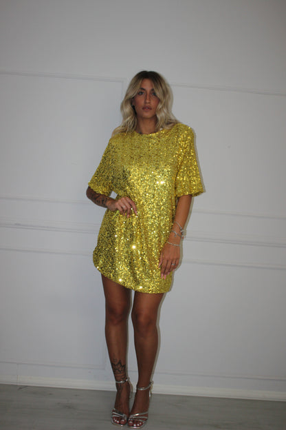 Maxi maglia Lumina Paillettes giallo