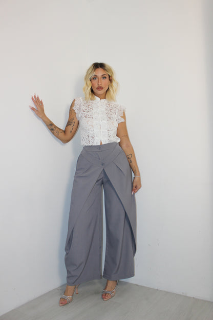 Pantalone doppia chiusura Grigio