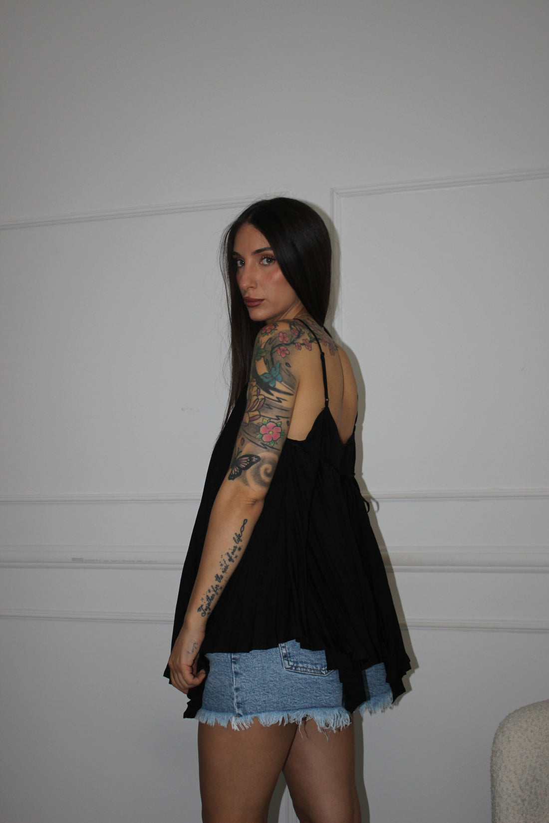 Blusa plissè Nero