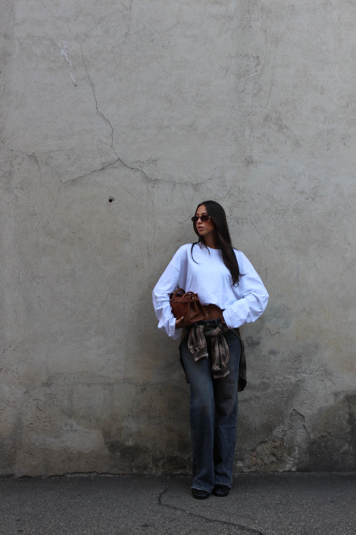 Camicia scozzese beige