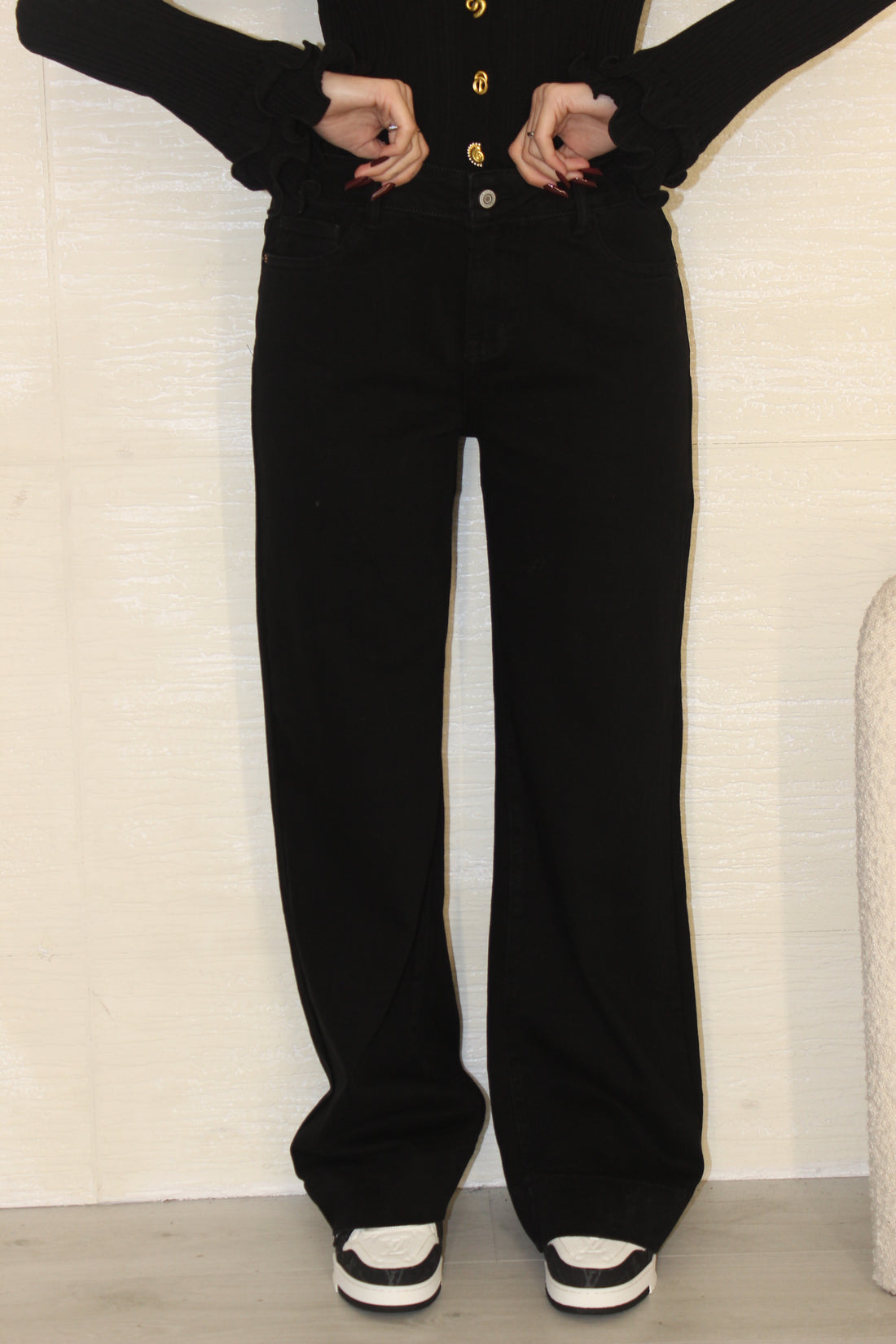Jeans wide leg basic black