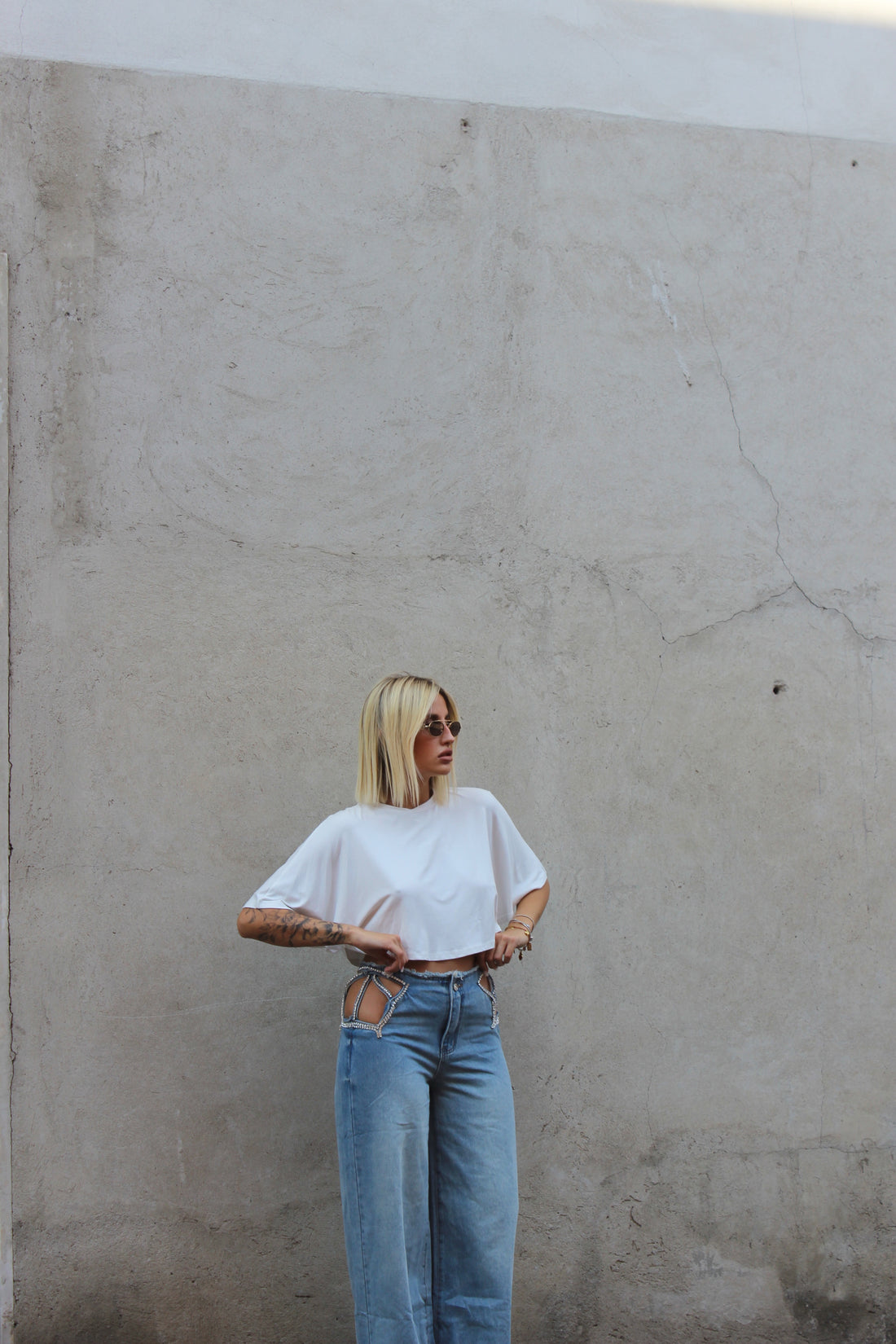 t-shirt crop bianca