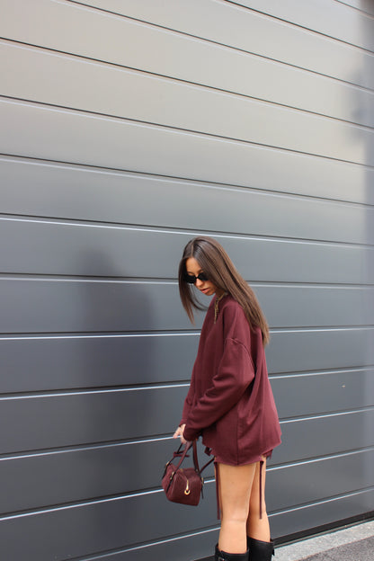 Maxi felpa ripped burgundy