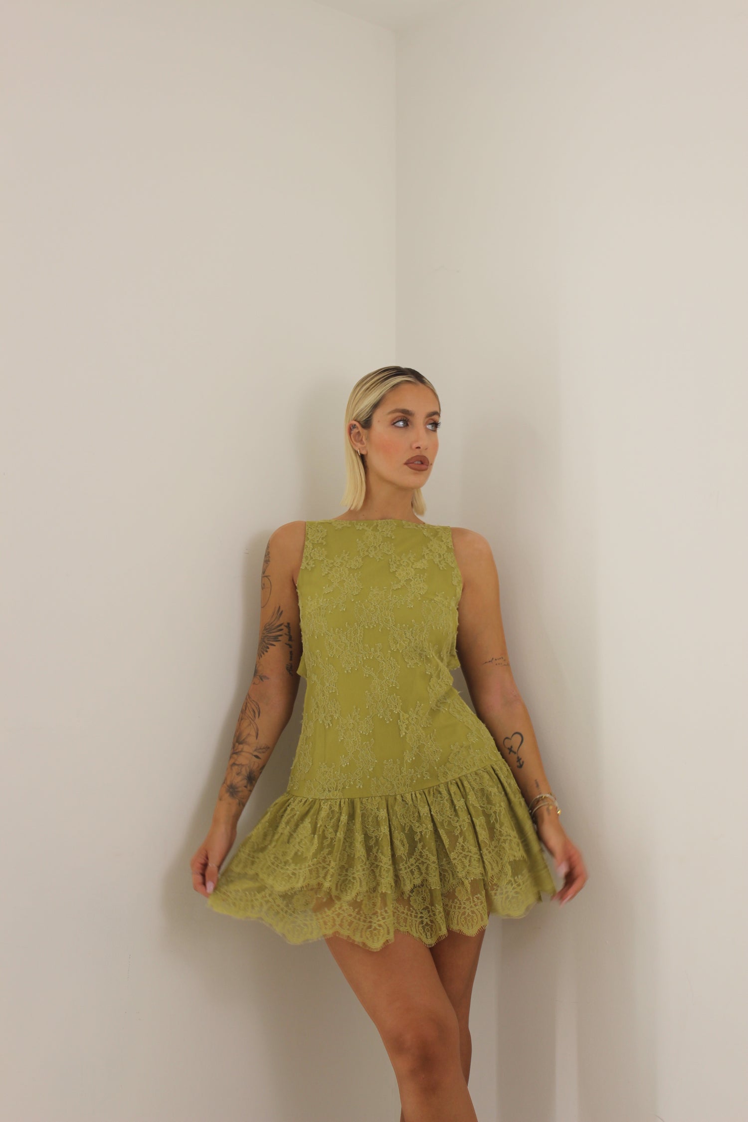 Playsuit pizzo pistacchio