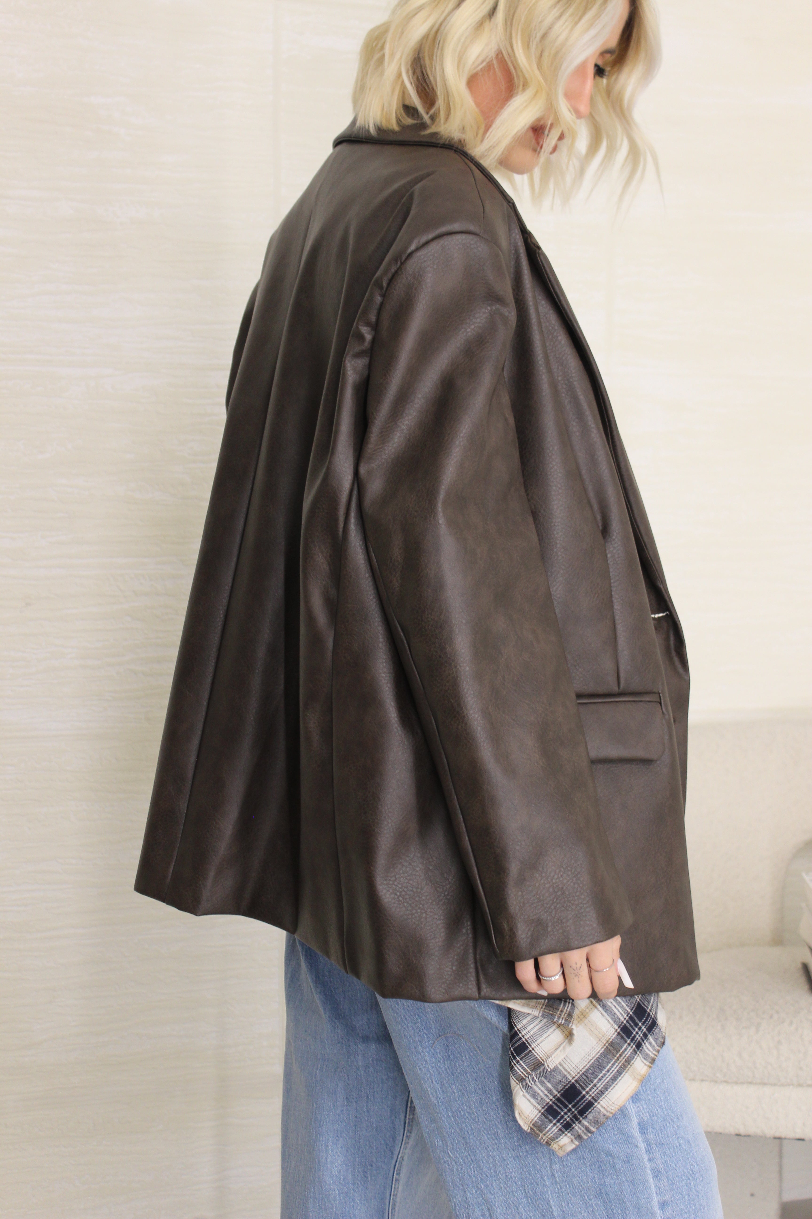 Blazer in eco pelle marrone