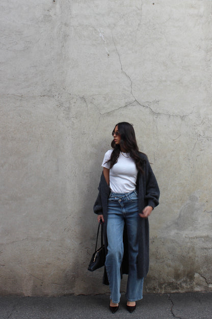 Cardigan long grigio