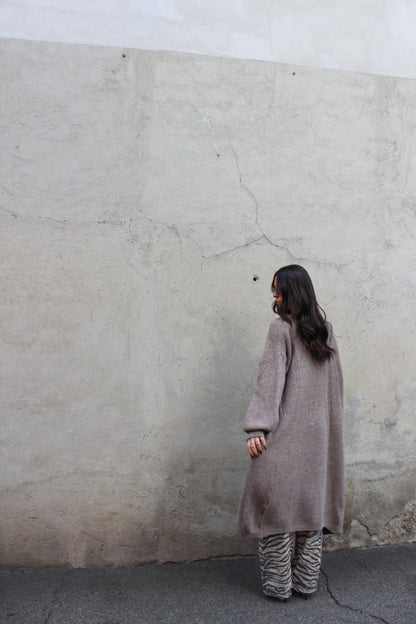 Cardigan long tortora