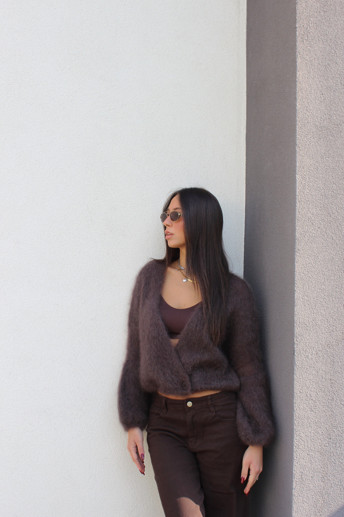 Cardigan midi cioccolato